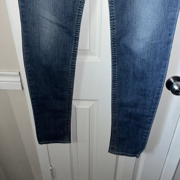 True Religion Julie 90s/Y2K Vintage USA Mid Rise Light Blue Skinny Jeans Size 32 - Picture 4 of 10